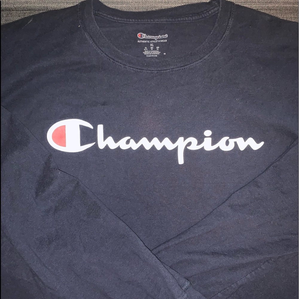 Champion Logo T-shirt | Navy Blue | Long Sleeve | XL
